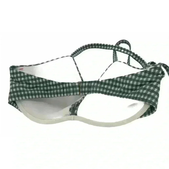 Shade & Shore Bikini Top Sage Green Plaid Padded Swimwear Bra Size 34DD - Picture 5 of 8
